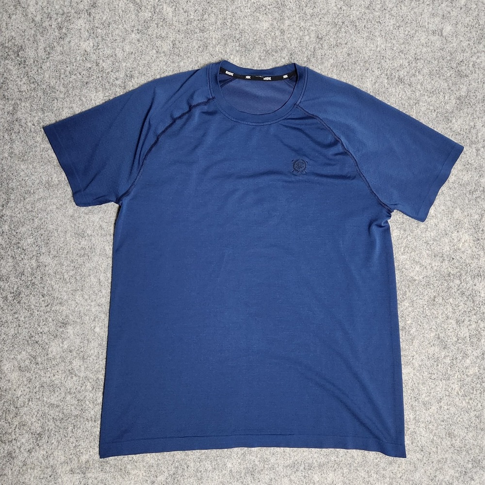 Rhone Activewear Shirt Men L‎ Navy Blue Stretch Perforated Workout Pullover